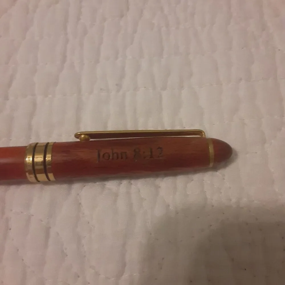 Vintage John 8:12 wooden box & pen set Christian NOTE